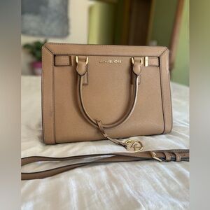 Michael Kors beige/tan and gold accents medium size bag.
